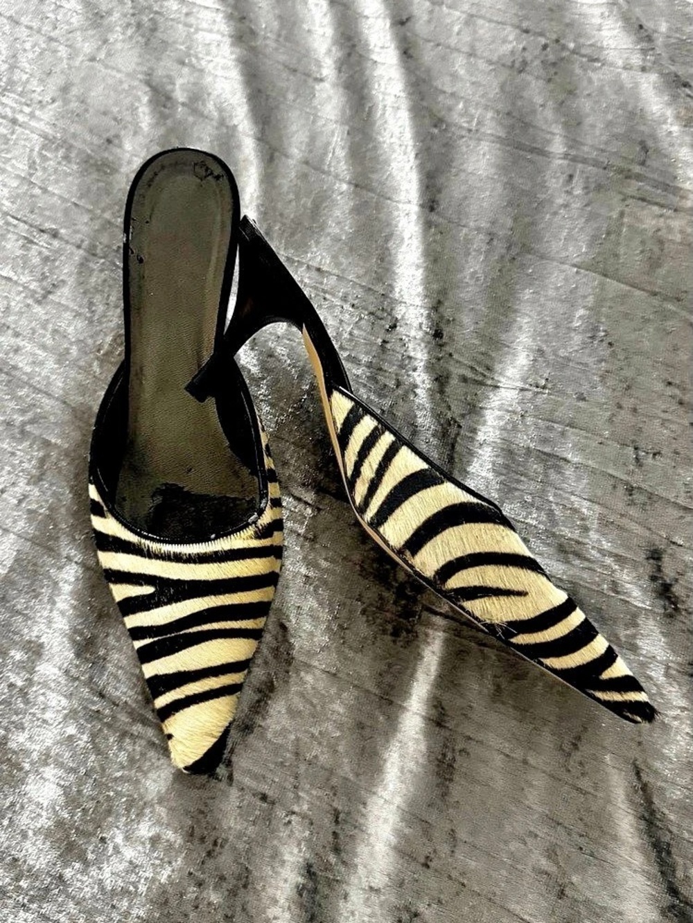 J.C. Mimi  Zebra Print Pointed-Toe Heels